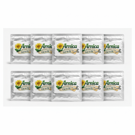 Arnica Recovery Patch – 10 Pack | Natural Athlete Recovery | Bulk Drug-Free Pain Relief - Arnica Recovery Patch