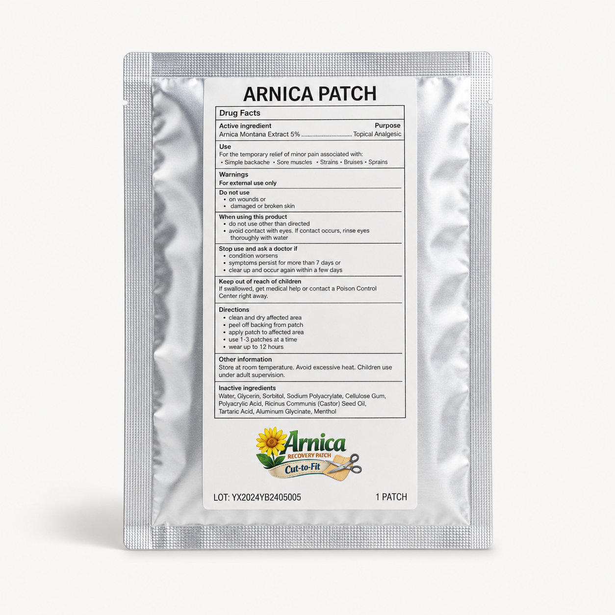Arnica Pain Relief Patches – Disposable Face Case (50)
